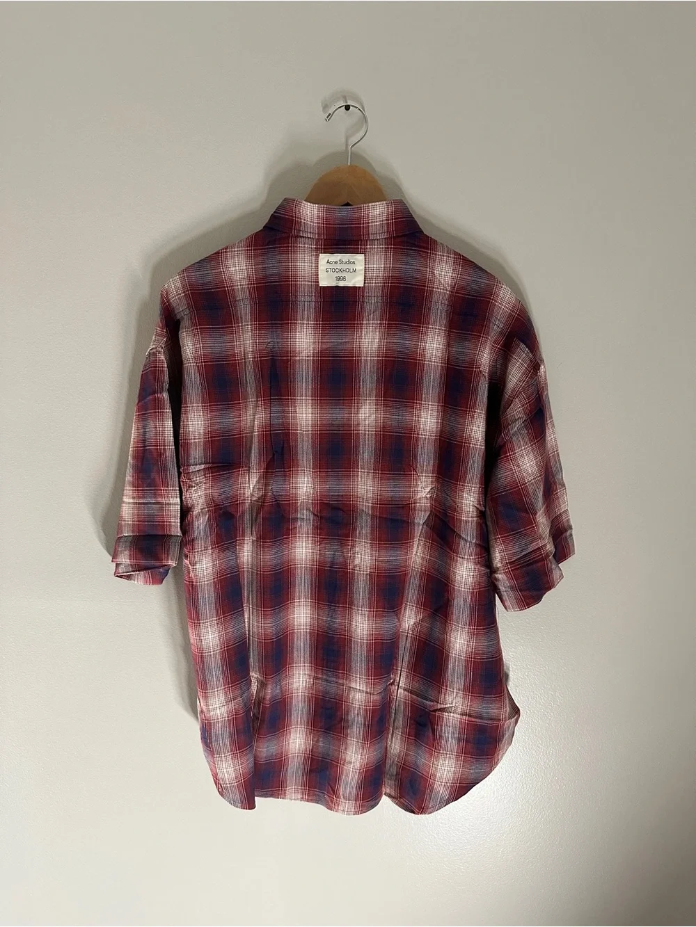 Acne Men’s Red Plaid Button-Up Short Sleeve Shirt NWT 100% Authentic Size S